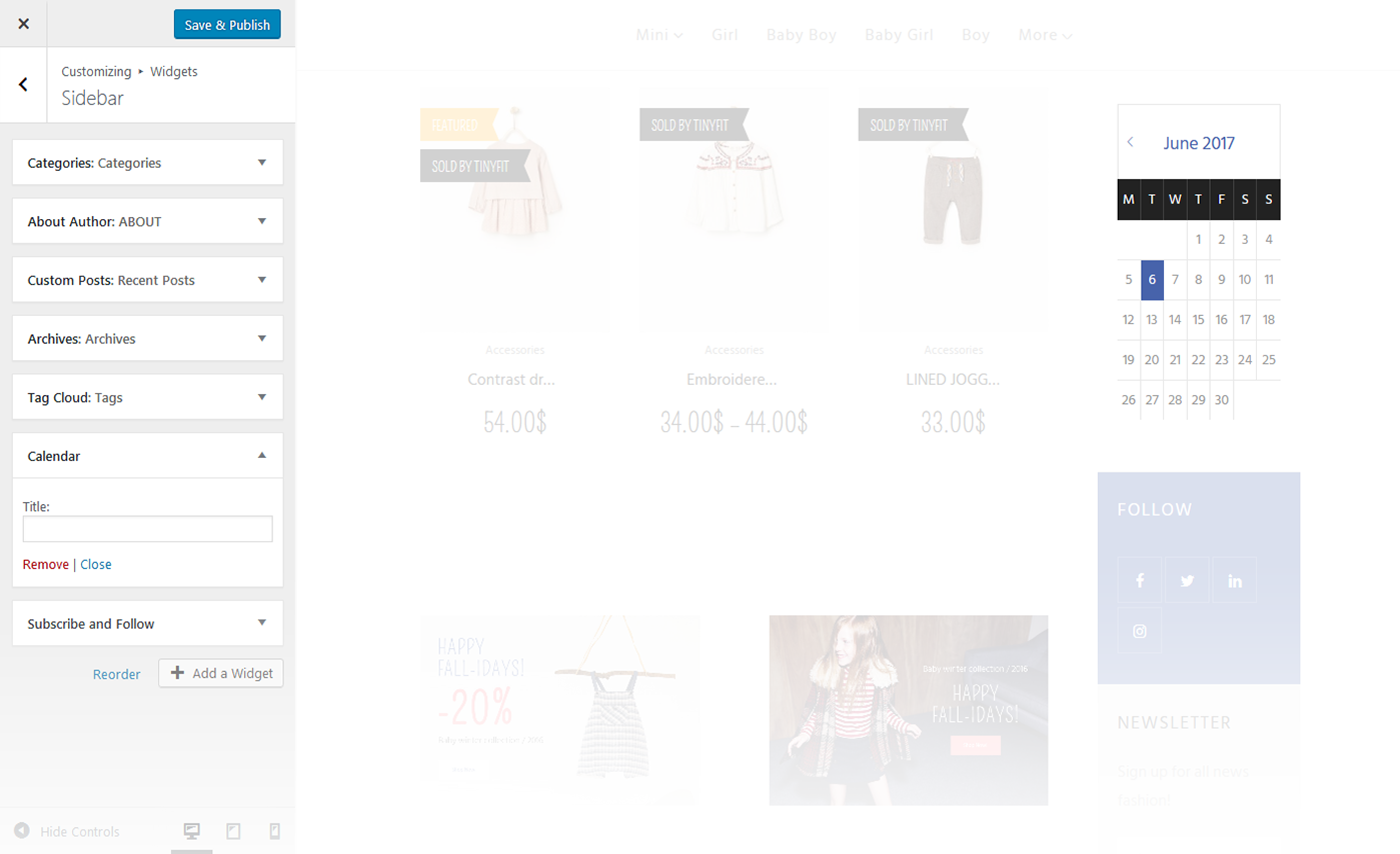 Menu Settings Screen