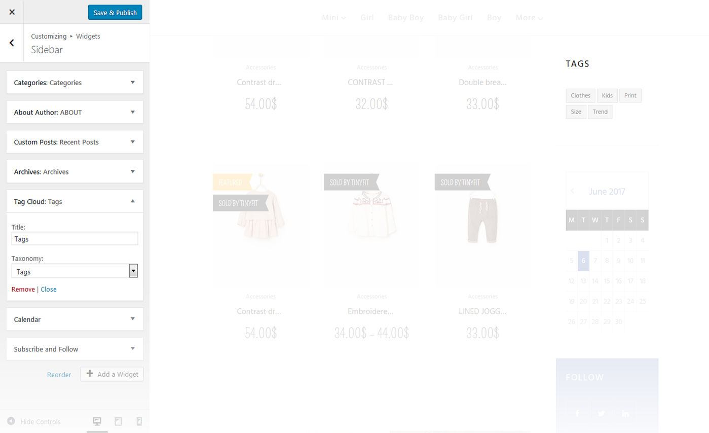 Menu Settings Screen