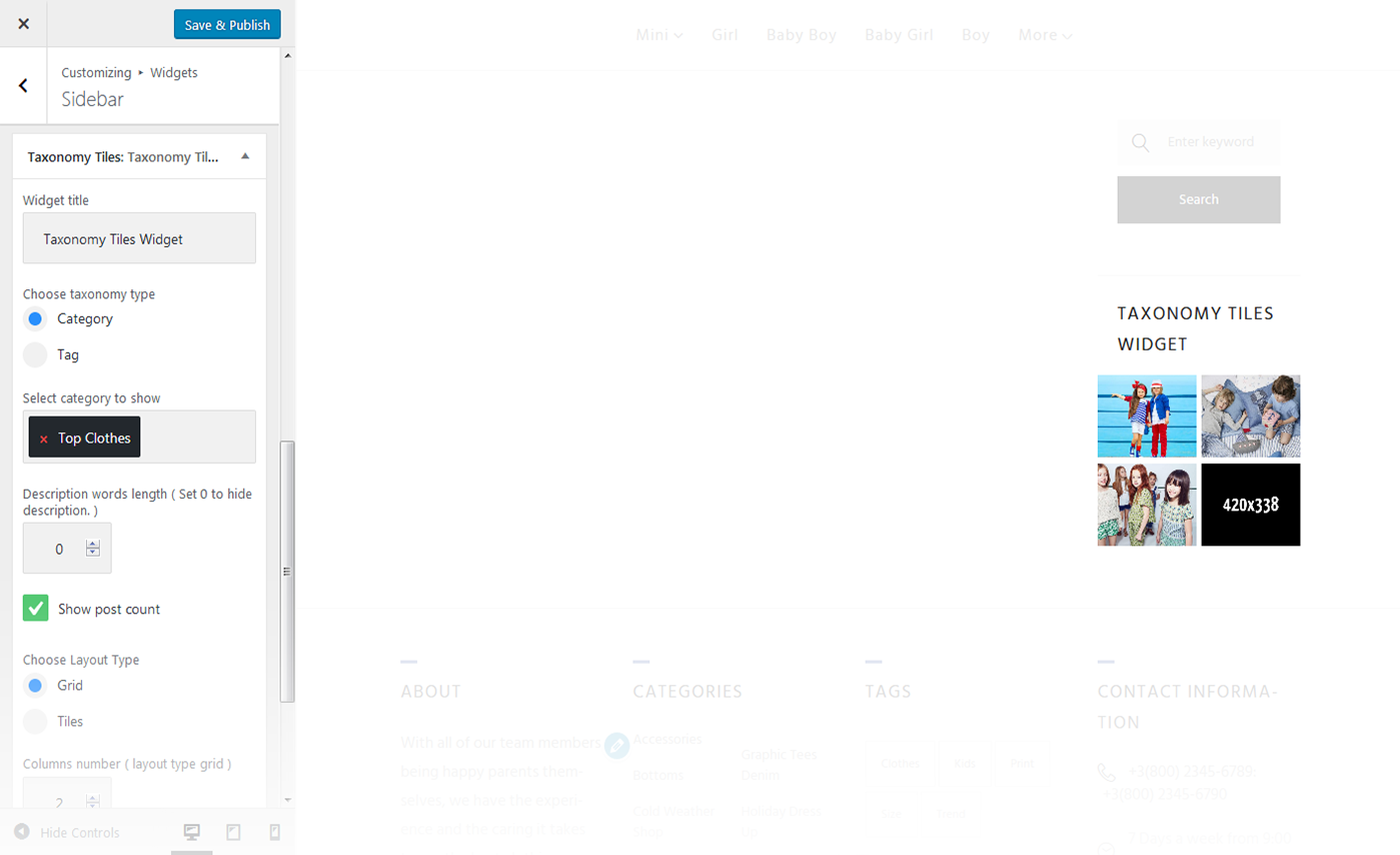 Menu Settings Screen