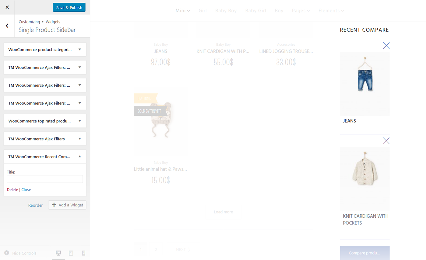Menu Settings Screen