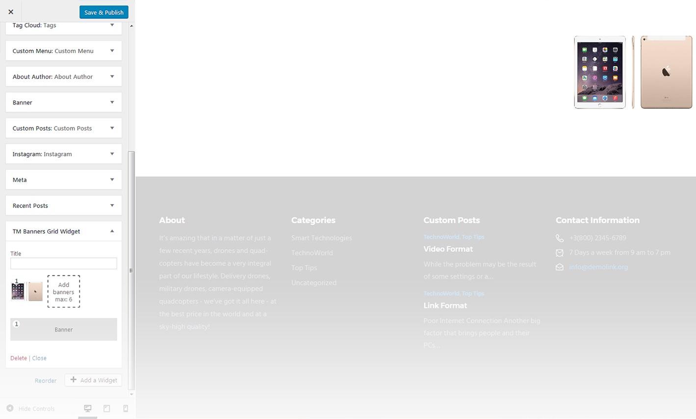Menu Settings Screen
