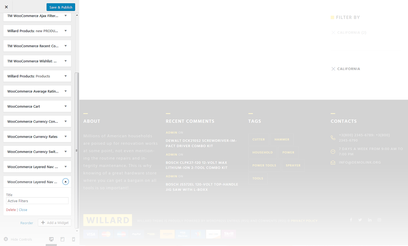 Menu Settings Screen