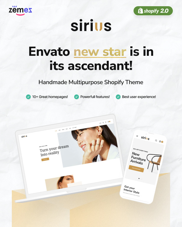 Sirius - Handmade Minimal Shopify Theme Store for Dropshipping - 1