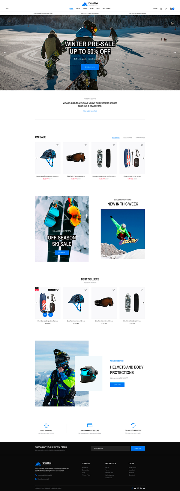 Winter sports and outdoor shopify theme