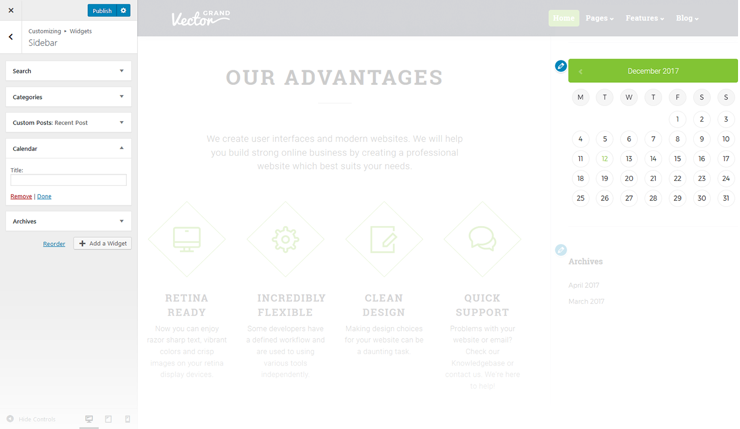 Menu Settings Screen