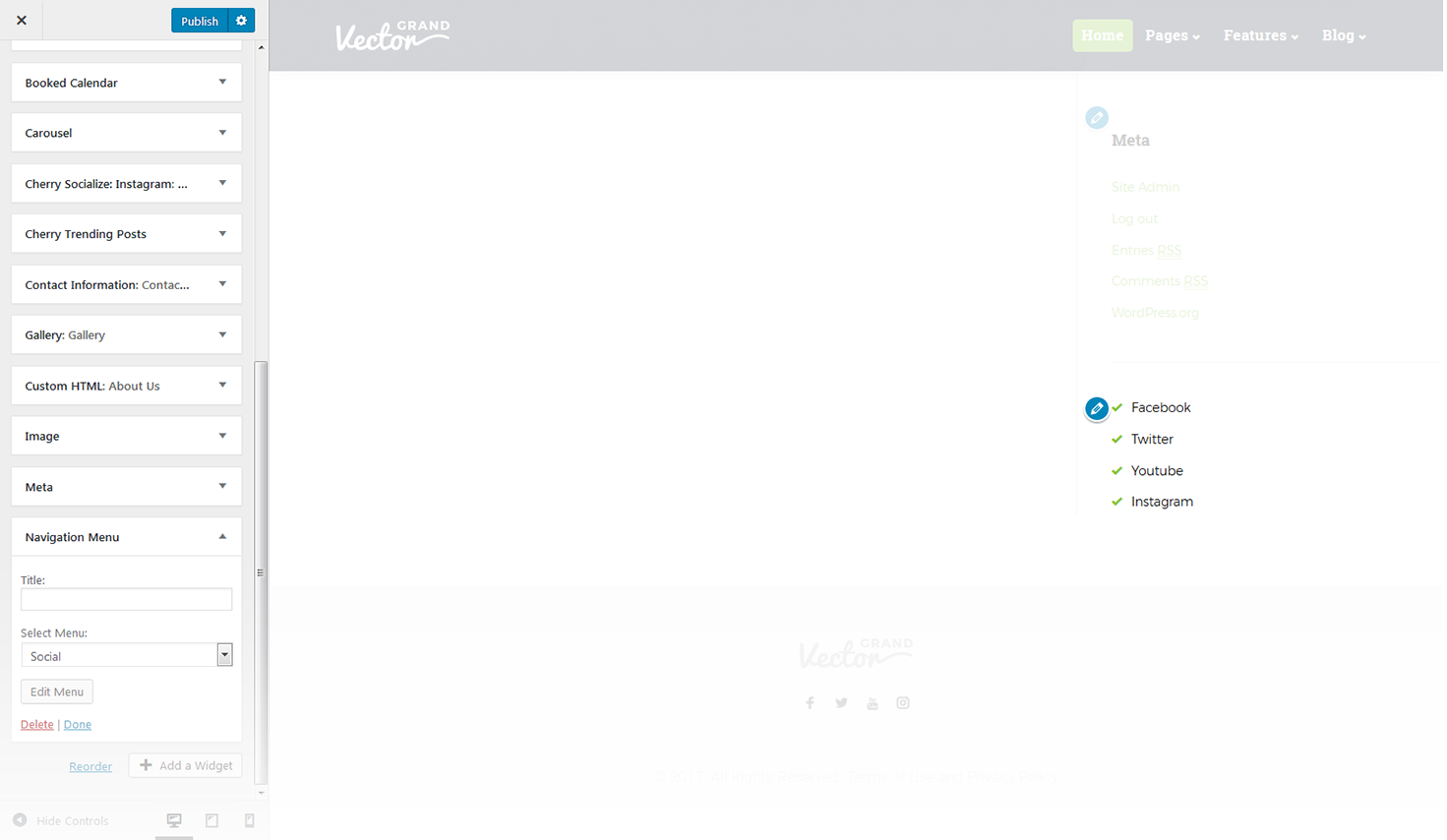 Menu Settings Screen