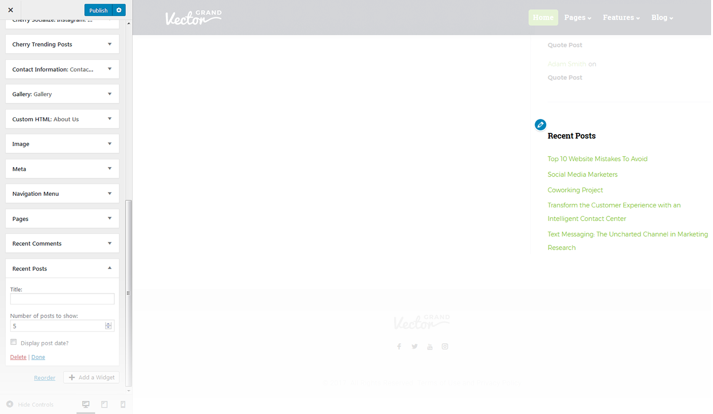Menu Settings Screen