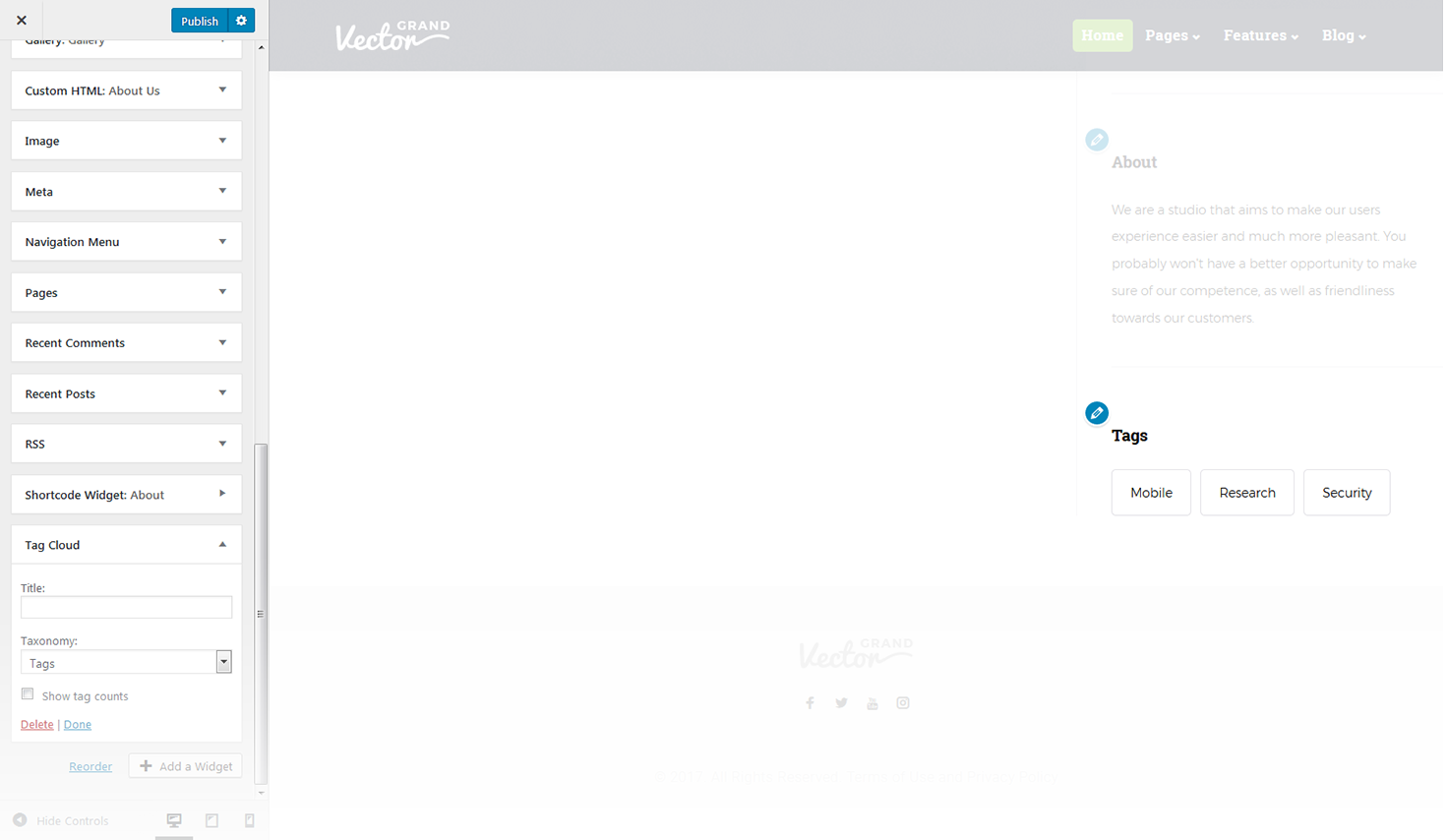 Menu Settings Screen