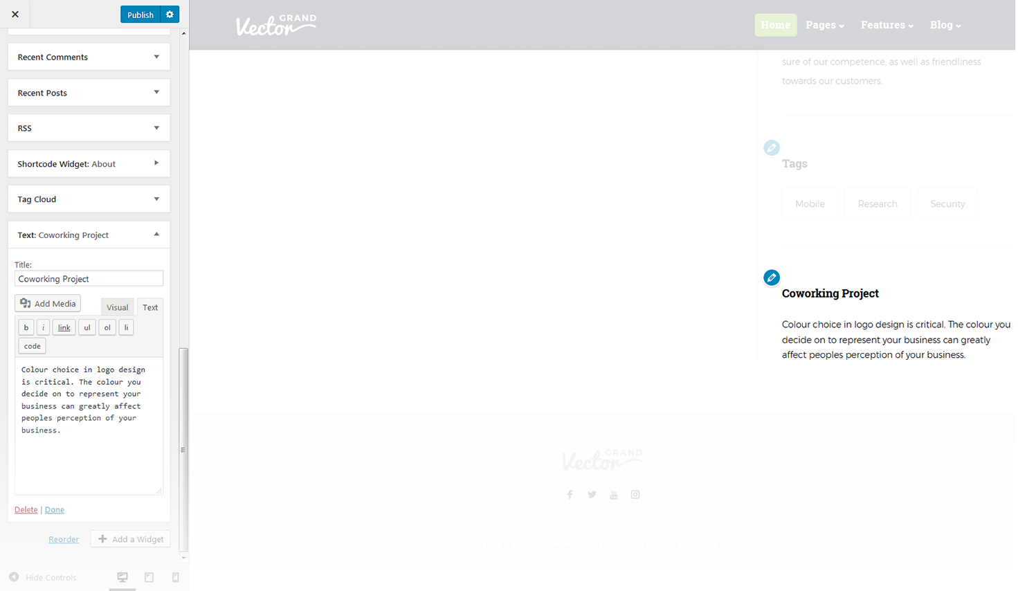Menu Settings Screen