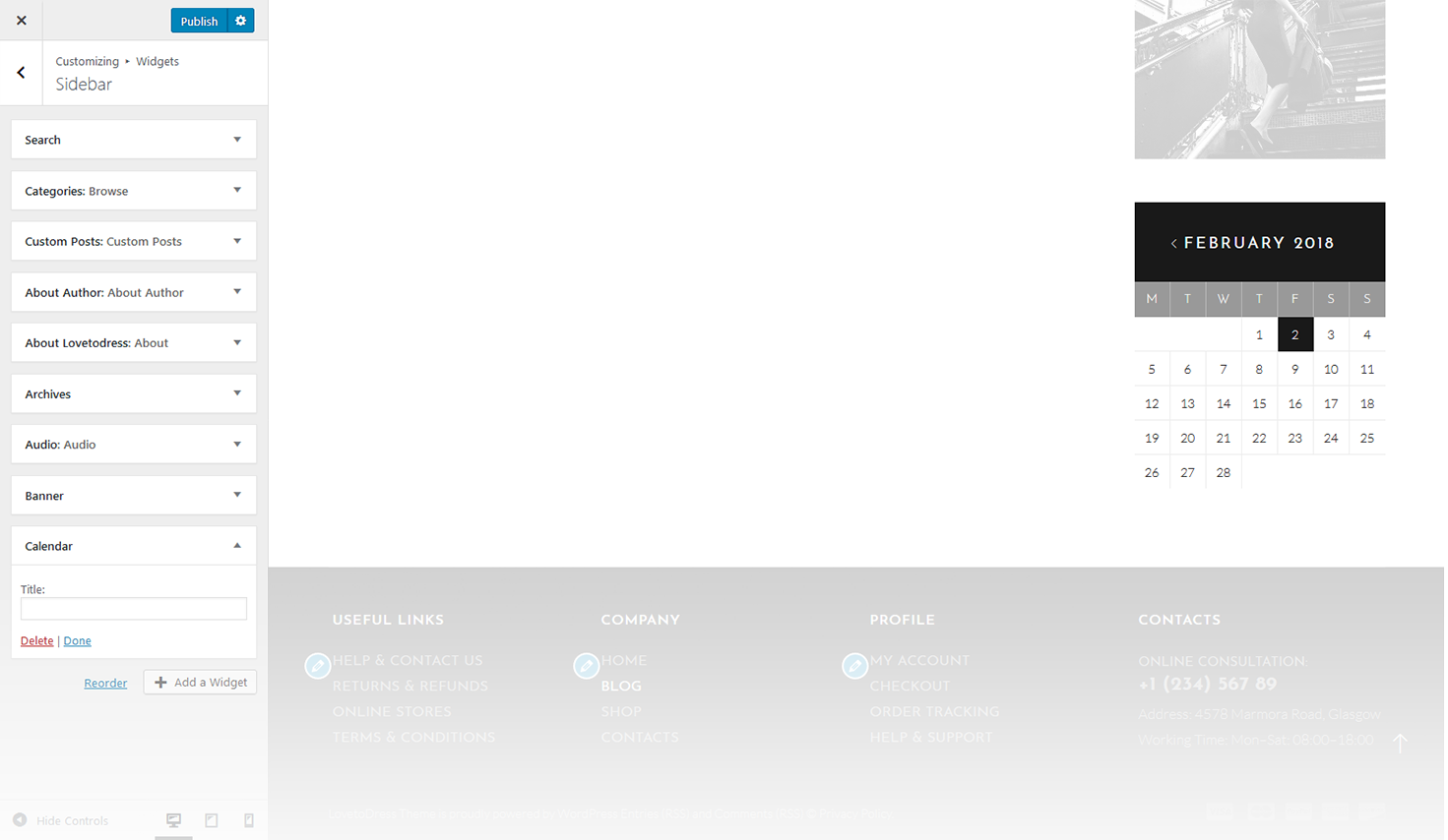 Menu Settings Screen