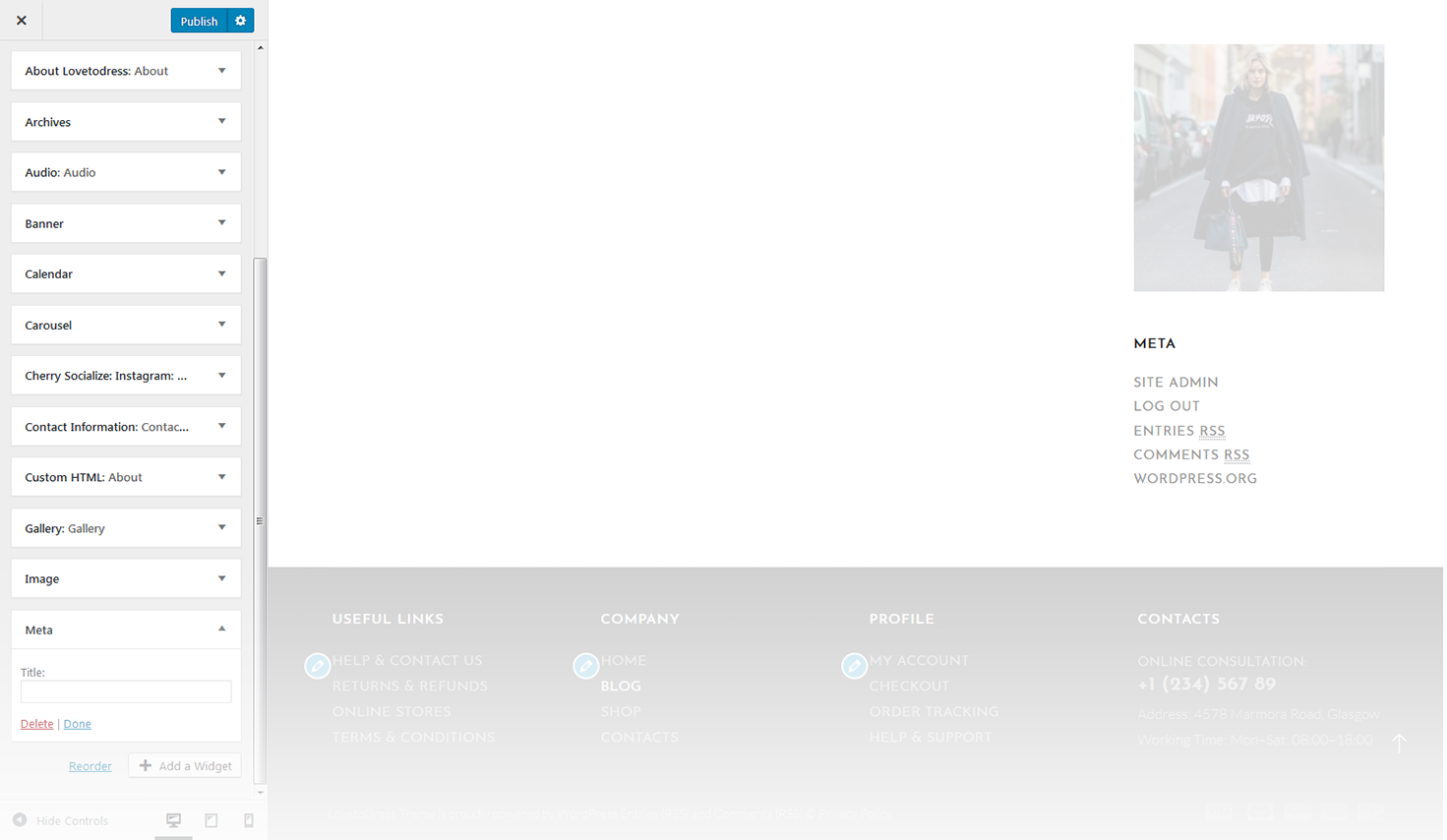 Menu Settings Screen