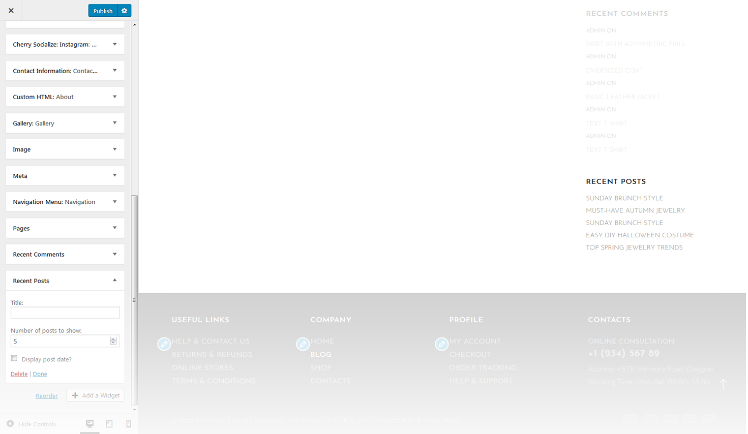 Menu Settings Screen