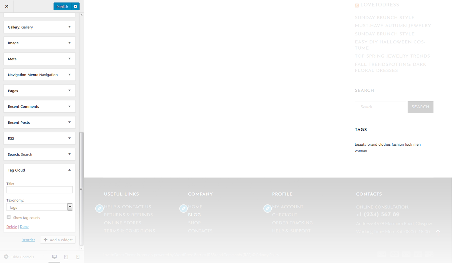 Menu Settings Screen