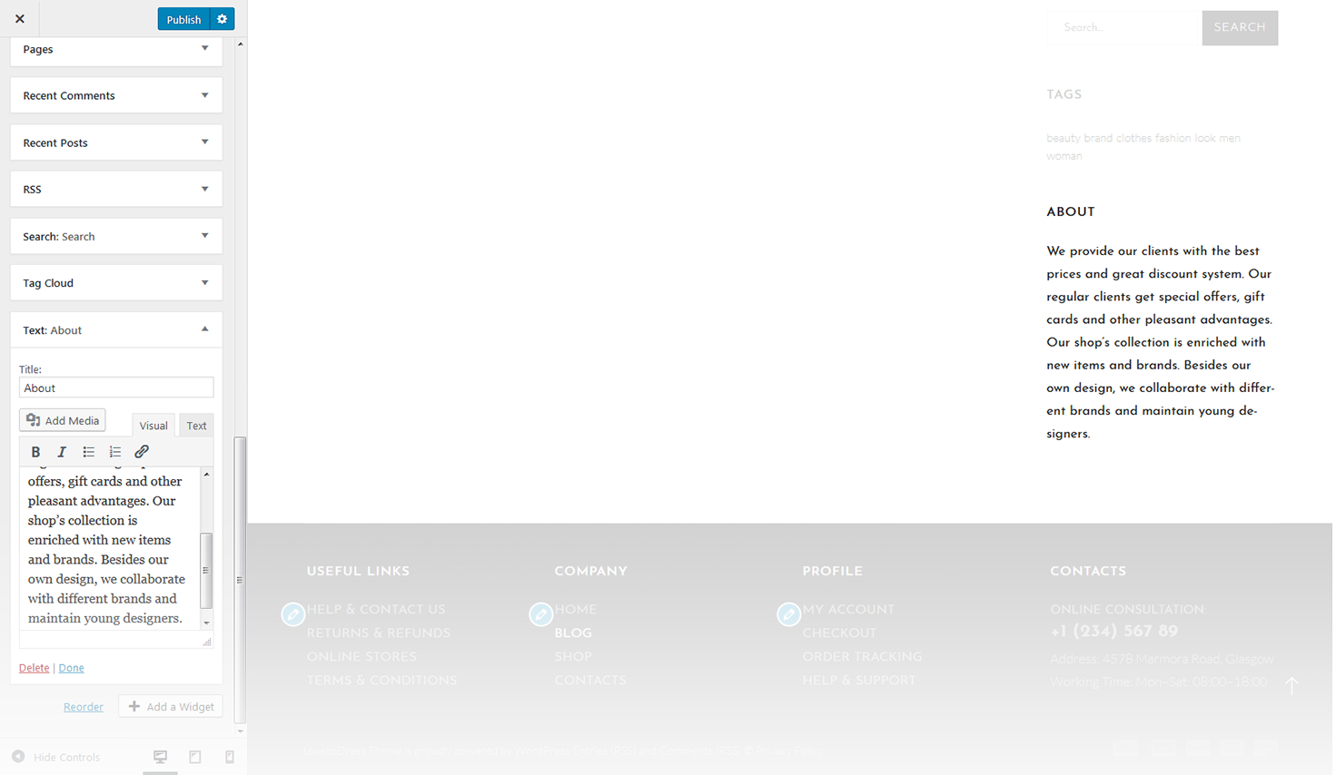 Menu Settings Screen