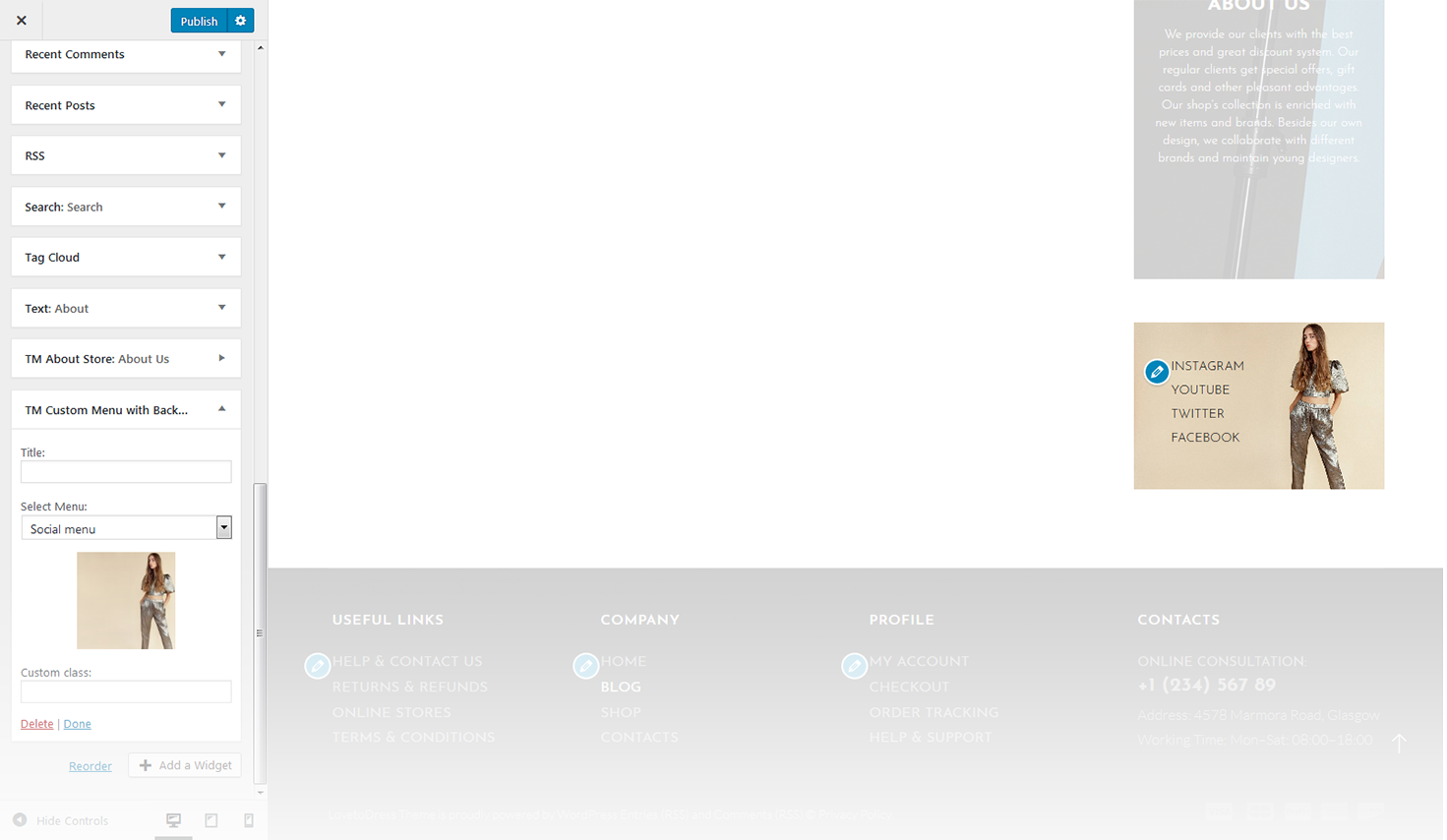 Menu Settings Screen