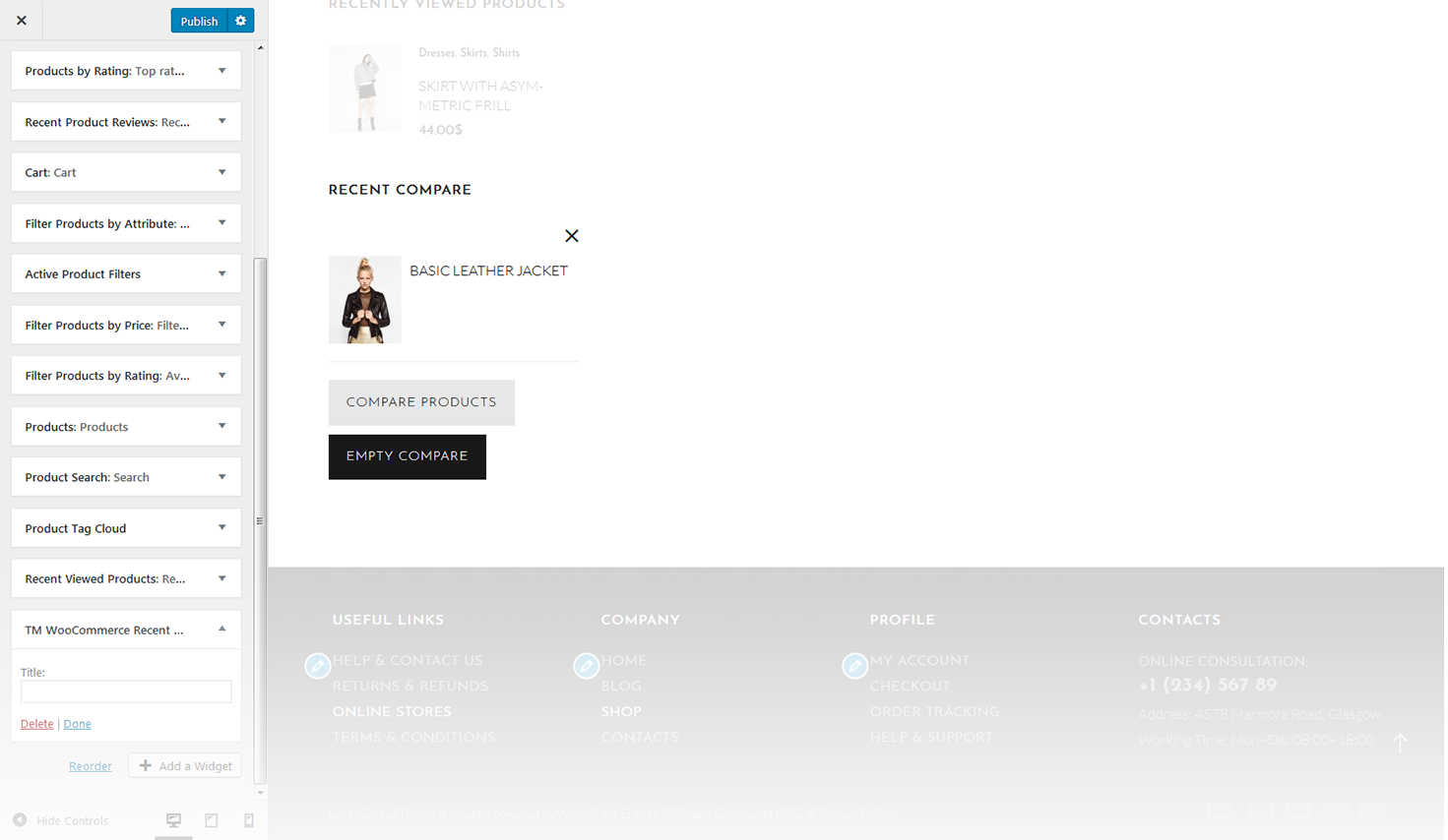 Menu Settings Screen