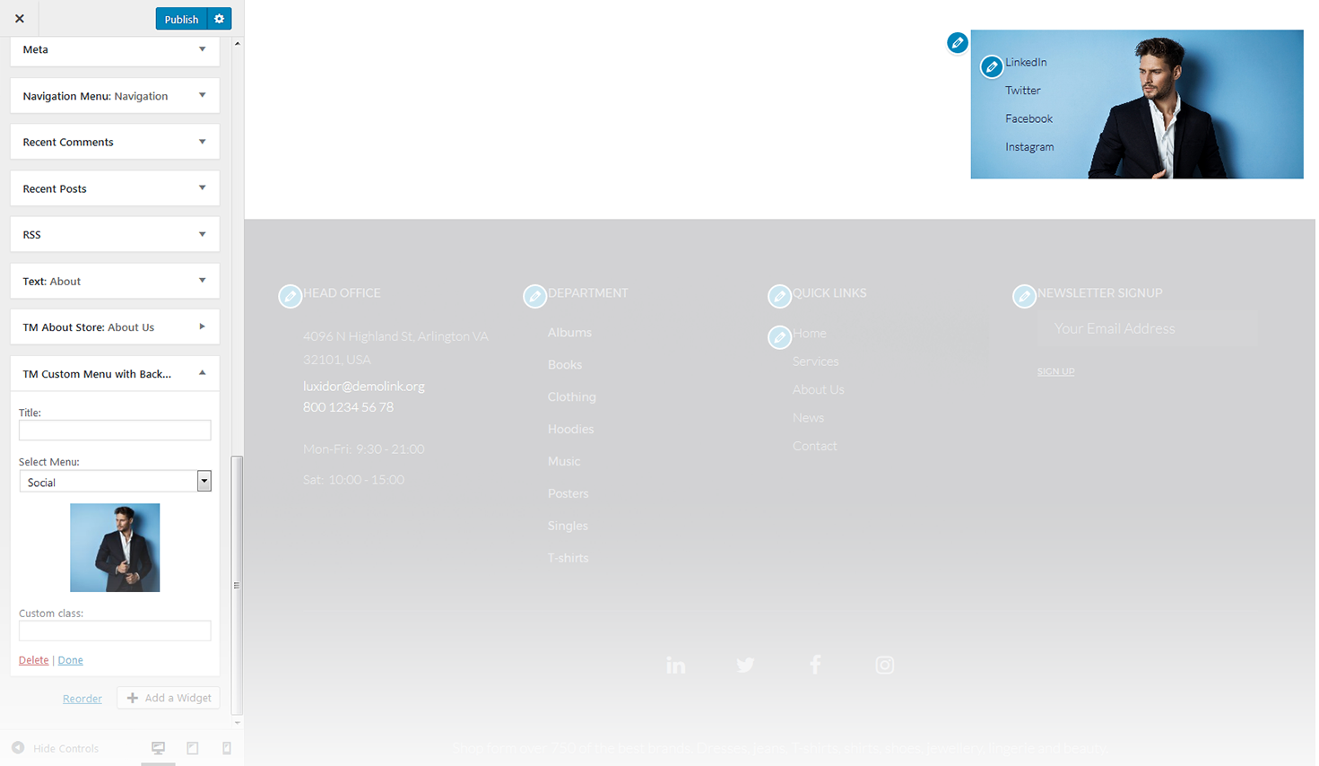 Menu Settings Screen