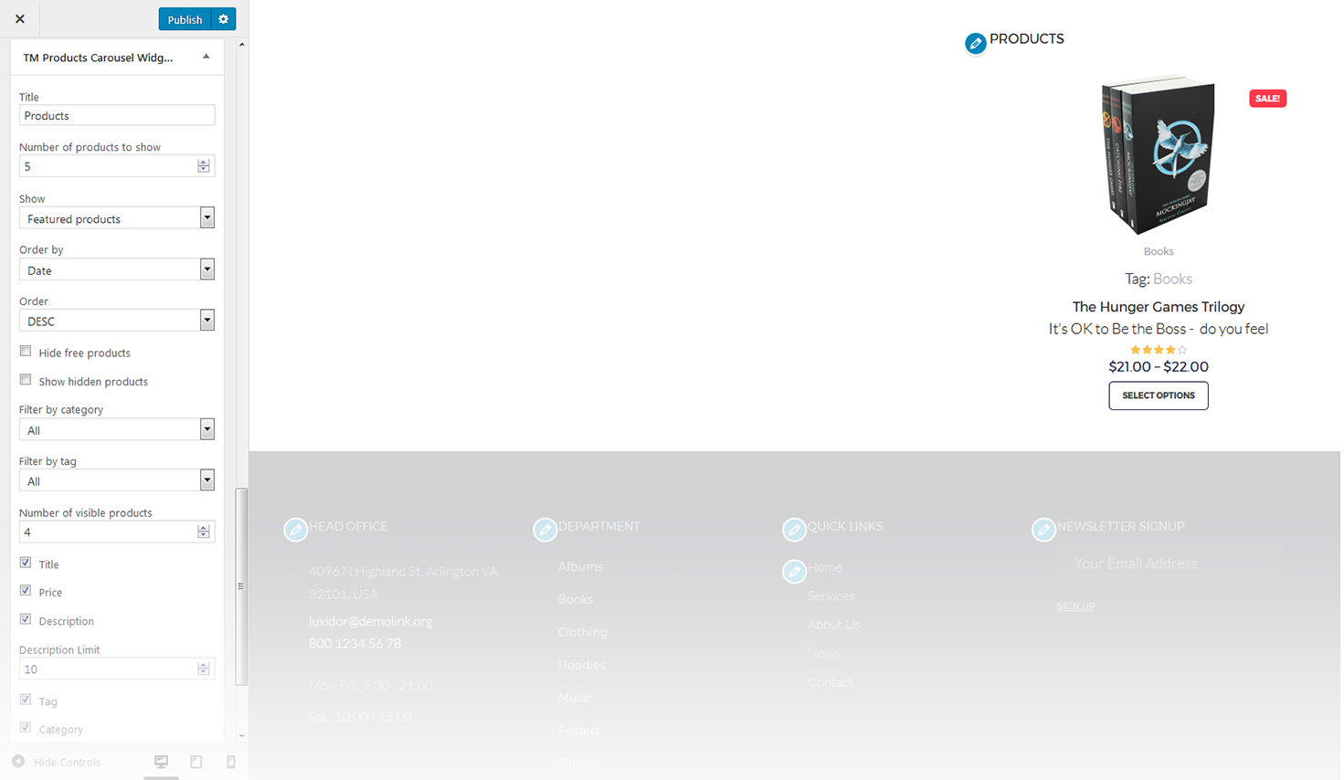Menu Settings Screen