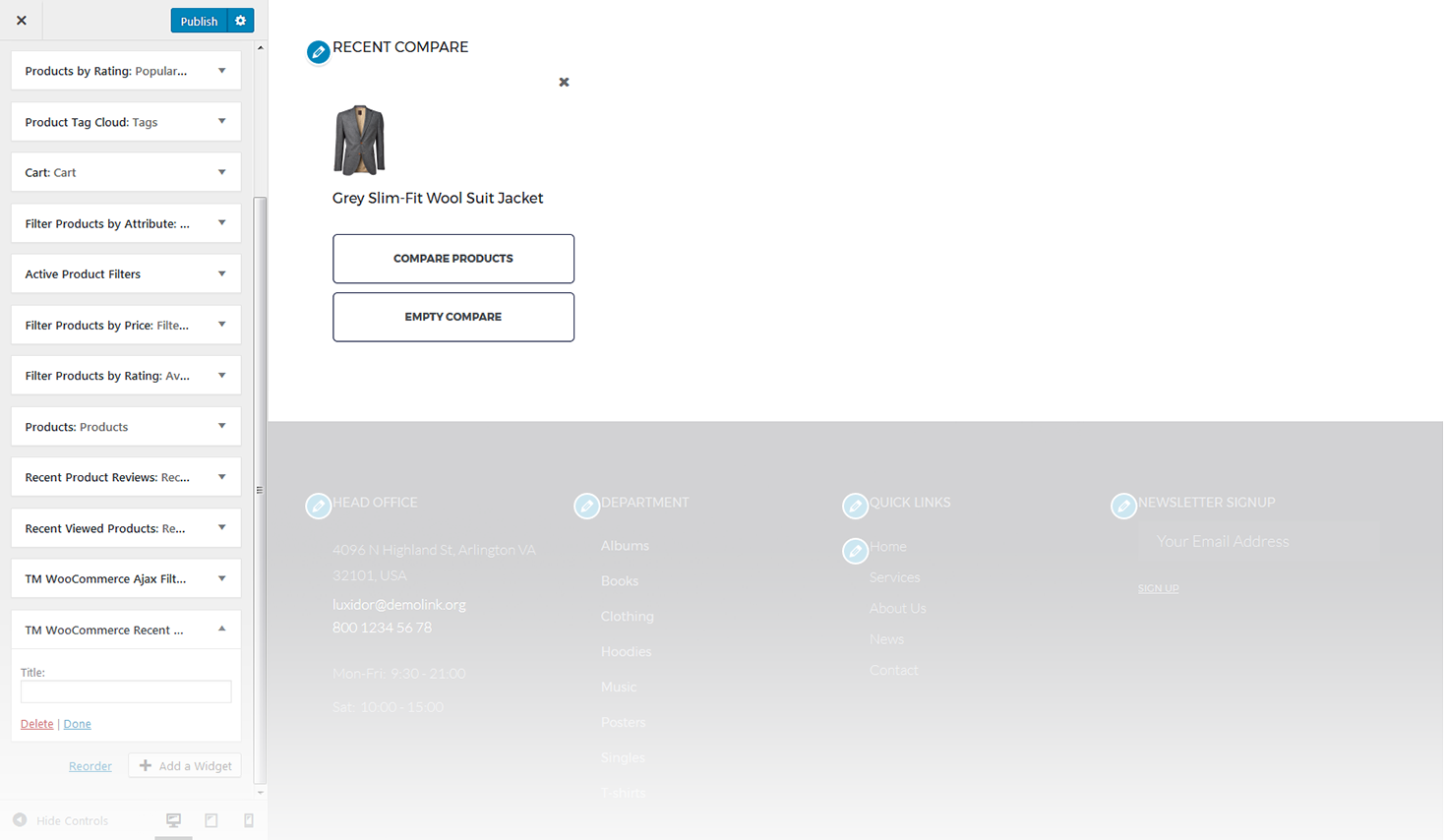 Menu Settings Screen