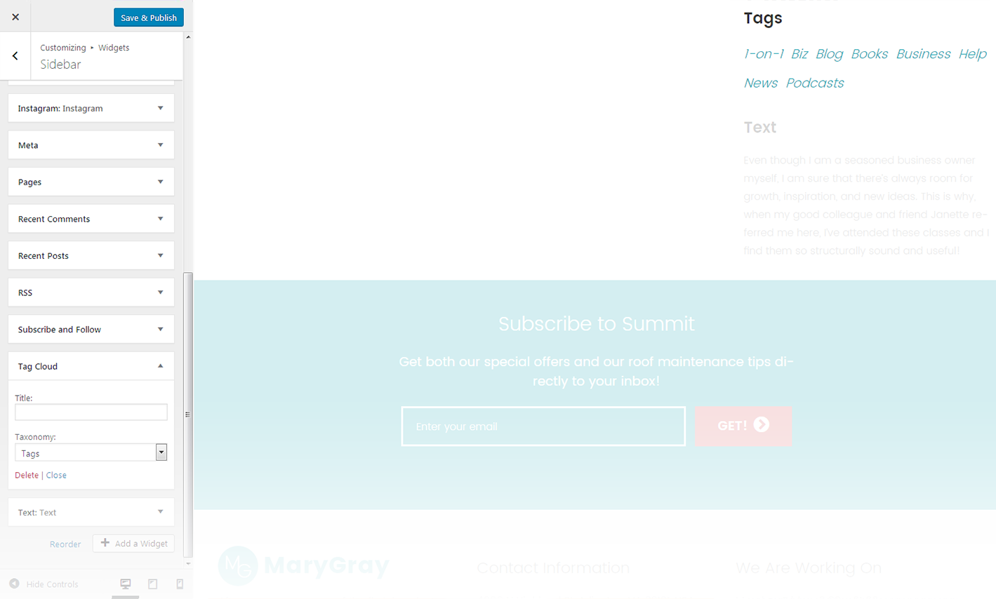 Menu Settings Screen