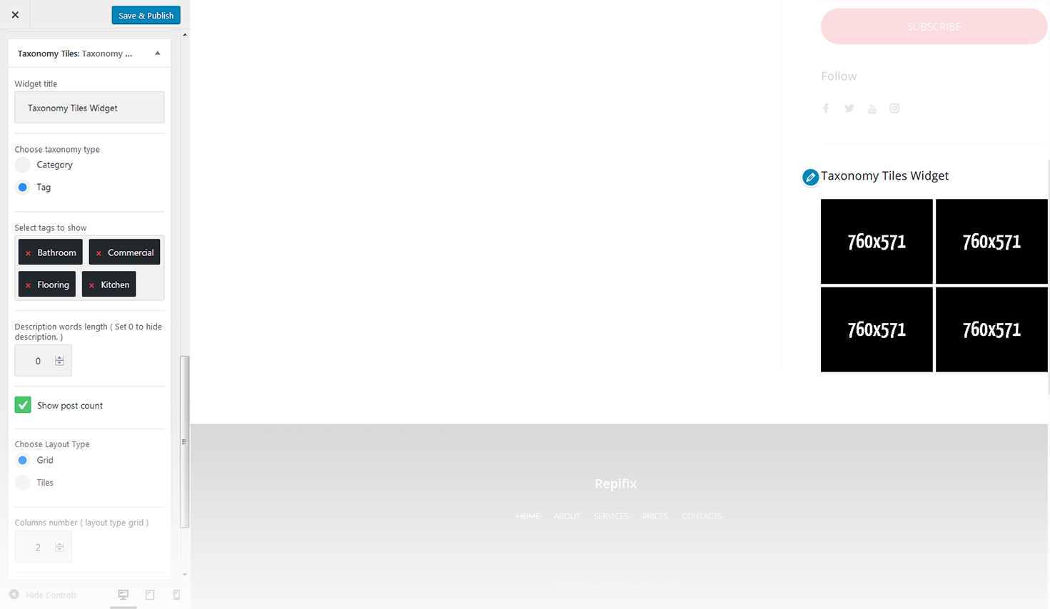 Menu Settings Screen