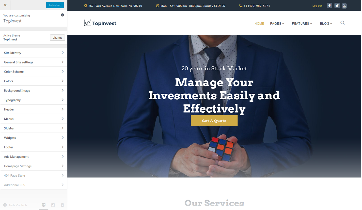 Customizer Screen