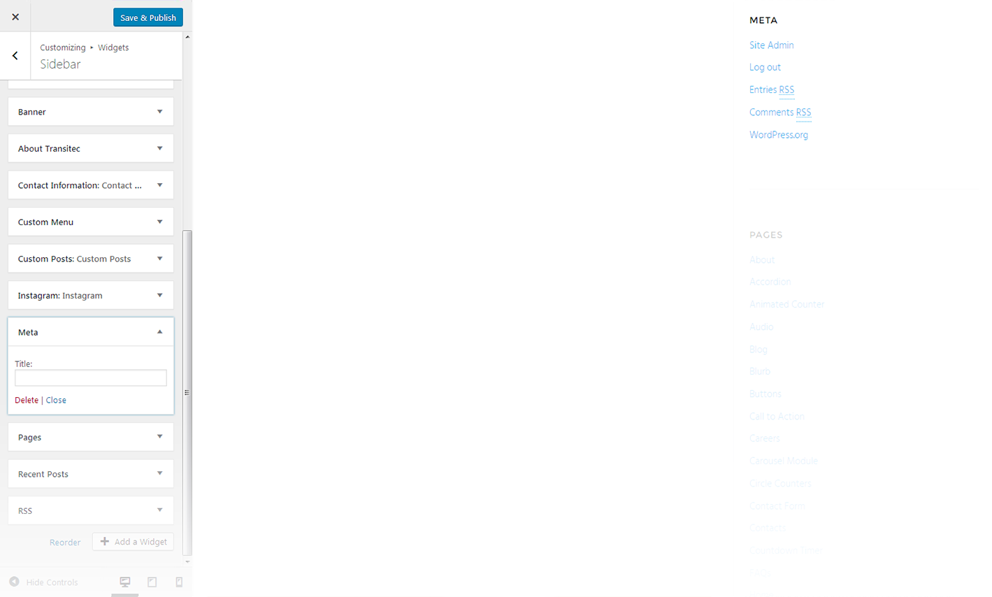 Menu Settings Screen