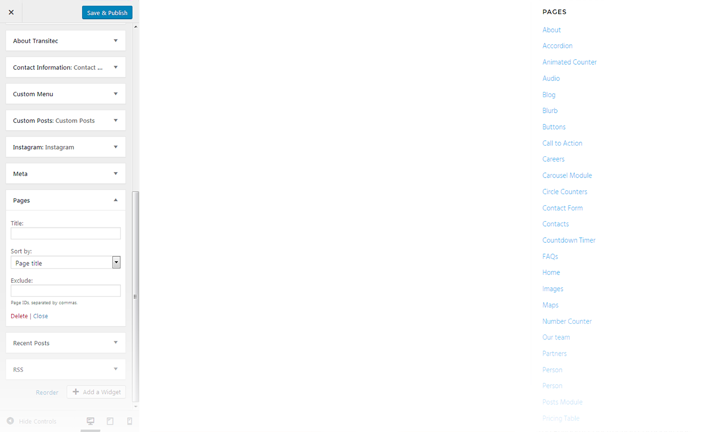 Menu Settings Screen