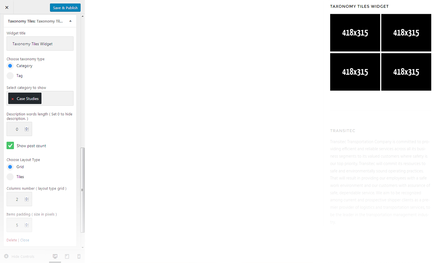 Menu Settings Screen