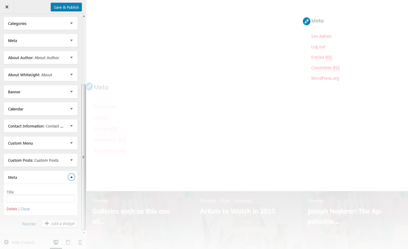 Menu Settings Screen