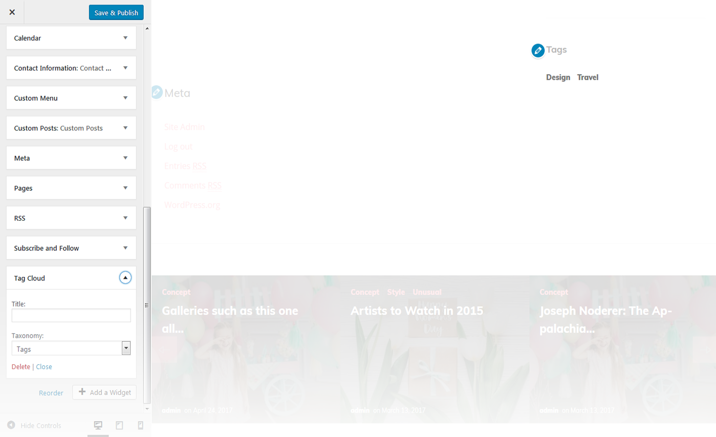 Menu Settings Screen