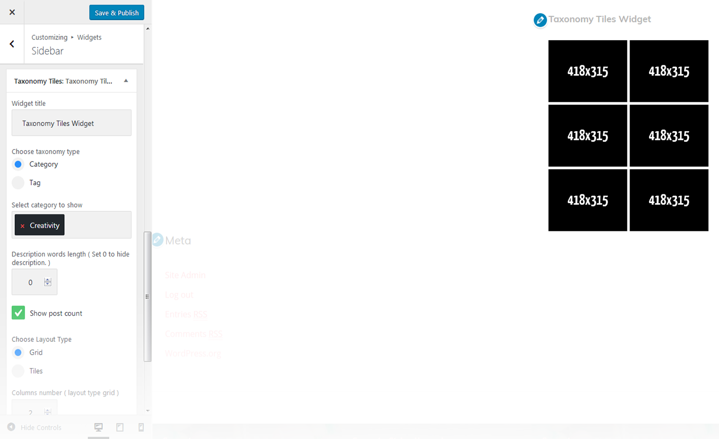 Menu Settings Screen